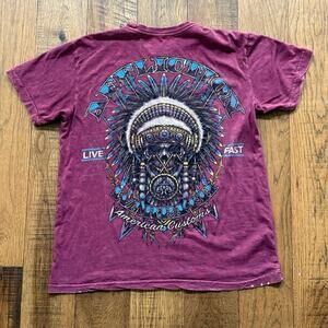 Affliction Reversible AC MC Motors American Customs Live Free T-Shirt Size M